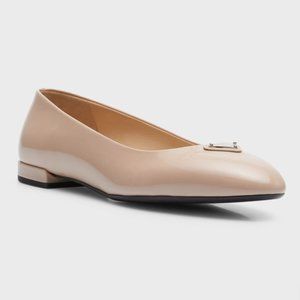 NWOT Prada Patent Ballet Flats-Beige